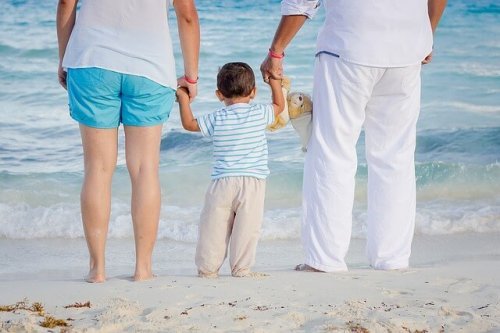 Familie på stranden