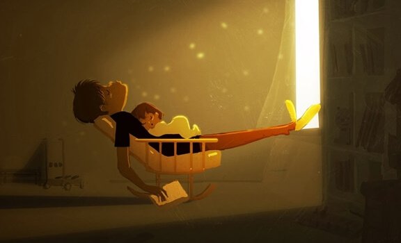 utslitt far sover med babyen sin