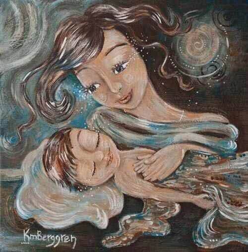 Maleri mor og baby