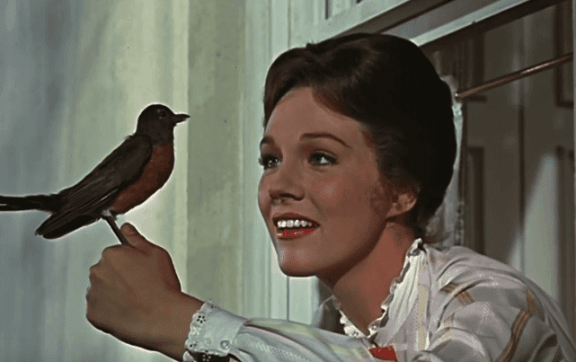 Mary Poppins med fugl.